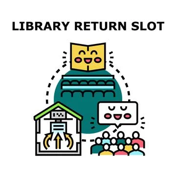 Library book return slot process for readers Stock Illustration