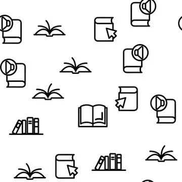 Library Book Seamless Pattern Vector Stock Illustration