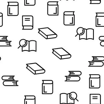 Library Book Seamless Pattern Vector Stock Illustration