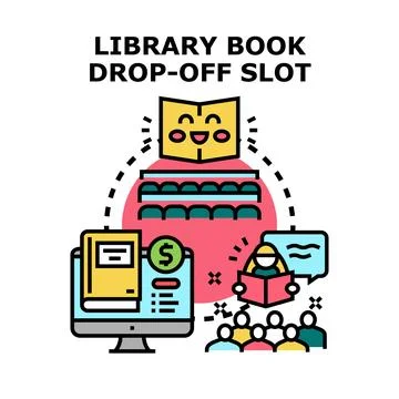 Library book services and reading concepts illustration Stock Illustration
