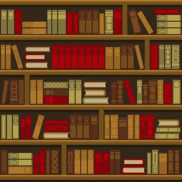 Library Book Shelf Seamless Background. Vector Stock Illustration