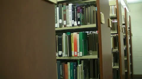 Library book shelves Stock Footage 8850388