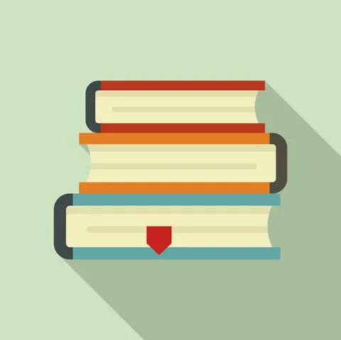 Library book stack icon, flat style Illustrazione stock