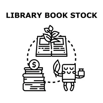 Library book stock increasing knowledge income concept Stock Illustration