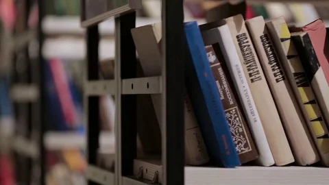 Library books, close up shot Video stock 75522641