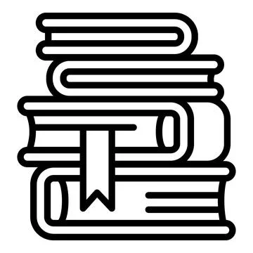 Library books stack icon, outline style Stock Illustration