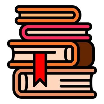 Library books stack icon, outline style Stock Illustration