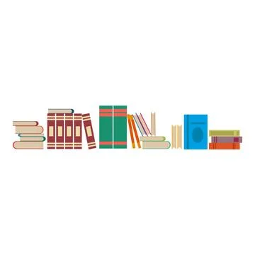  Library books vector illustration background. Flat shelf literature educa... Stock Photos