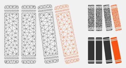 Library Books Vector Mesh Network Model and Triangle Mosaic Icon イラスト素材