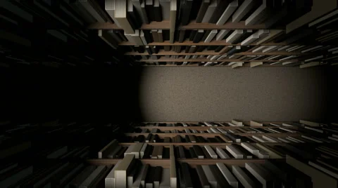 Library bookshelf row with books dramatic view pan EDIT Stock Footage 55524473
