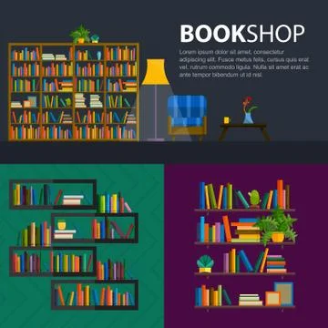Library, bookstore - Seamless pattern with books on bookshelves Stock Illustration