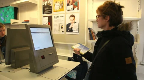 Library borrowing system Stock Footage