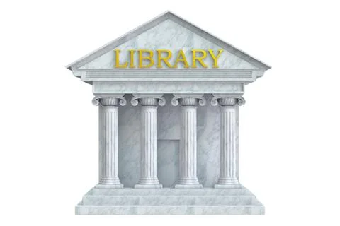 Library building with columns, 3D rendering Ilustración de archivo