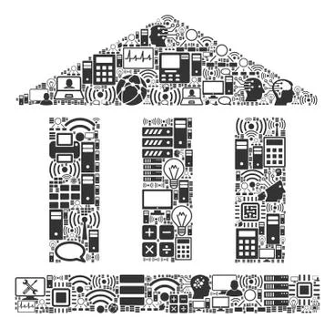 Library Building Composition Icon for BigData and Computing Ilustração Stock