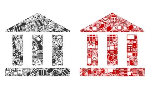 Library Building Composition Icons for BigData Ilustración de archivo