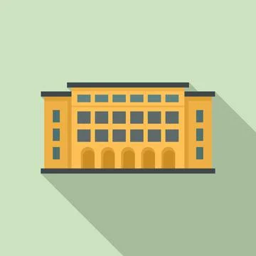 Library building icon, flat style Ilustración de archivo