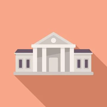 Library building icon flat vector. Campus education Ilustración de archivo