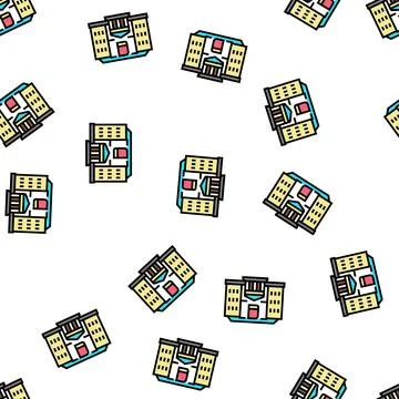 Library building vector seamless pattern Stock Illustration
