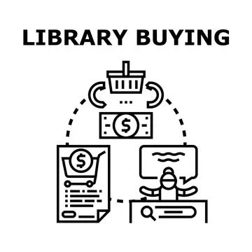 Library buying process concept vector illustration Stock Illustration