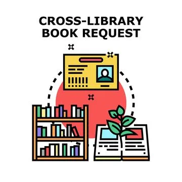 Library card accessing book resources and knowledge sharing Stock Illustration