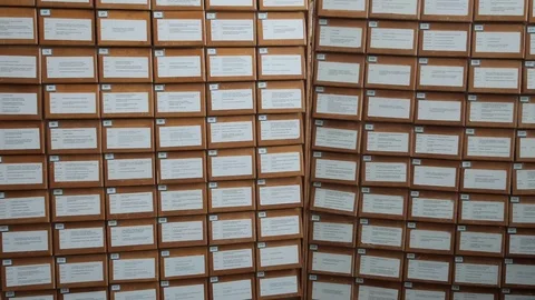 Library card catalog, file system Video stock 71070988