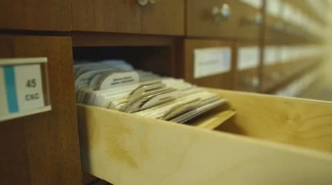 Library catalog cards Stock Footage 68135383