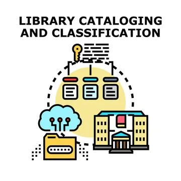 Library cataloging and classification system conceptualizing information da.. Stock Illustration