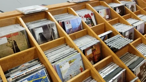 Library CD Shelf Video stock 93811635