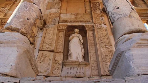 Library Of Celsus Close Up - The Ruins of Ephesus in Turkey Stock-Footage 84292139