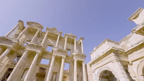 Library of Celsus at daytime. Visit Ephesus background video. Stock Footage 345311407