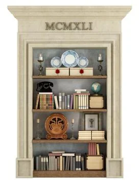 Library in classic style on white Stock Illustration