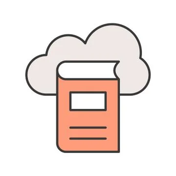 Library cloud computing concept editable stroke outline icon Stock Illustration
