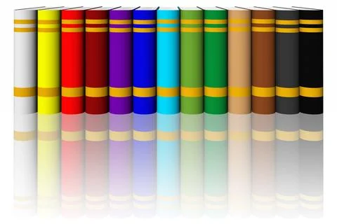 Library colored books - 3D illustration. 库存插图