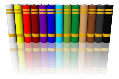 Library colored books - 3D illustration. 库存插图