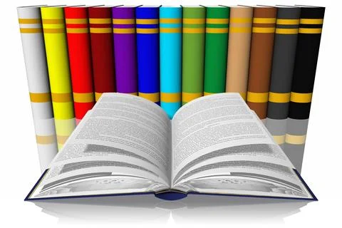 Library colored books - 3D illustration. 库存插图