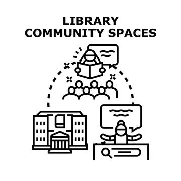 Library community spaces education knowledge sharing concept 스톡 일러스트