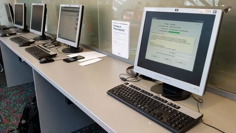 Library Computers Stock Footage 93811673