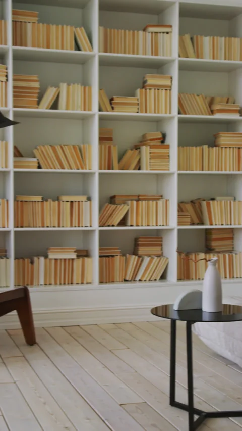 Library in Contemporary Luxurious Converted Apartment with High Ceiling Video stock 242579184