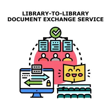 Library document exchange service concept for digital access Stock Illustration