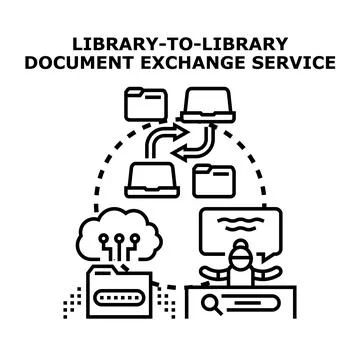 Library document exchange service concept illustration Stock Illustration