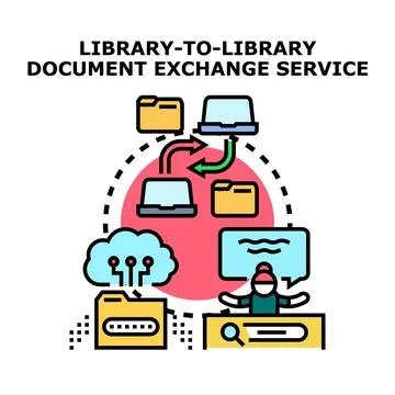 Library document exchange service concept illustration Stock Illustration
