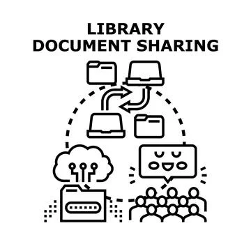 Library document sharing network concept vector illustration Stockillustratie