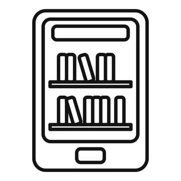 Library ebook icon outline vector. Digital education Ilustración de archivo