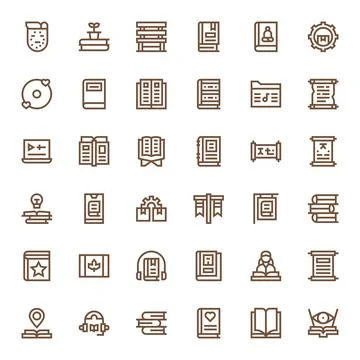Library Exclusive Vector Set featuring 36 Bold Line Pixel Optimized High Re.. Illustrazione stock