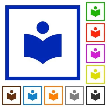 Library flat framed icons Illustrazione stock