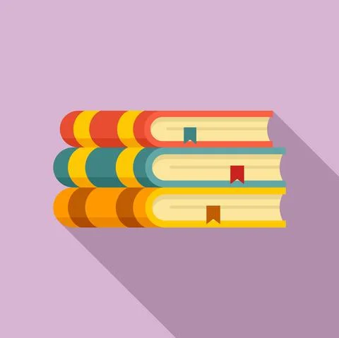 Library historical book stack icon, flat style 스톡 일러스트