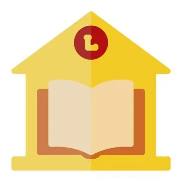 Library icon in Flat Style. Color Fill. Isolated on White Background Stock Illustration
