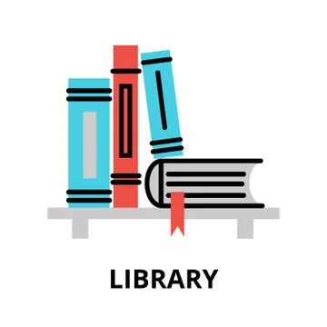 Library icon, flat thin line vector illustration Stock Illustration