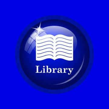 Library icon. Internet button on blue background. . 스톡 일러스트