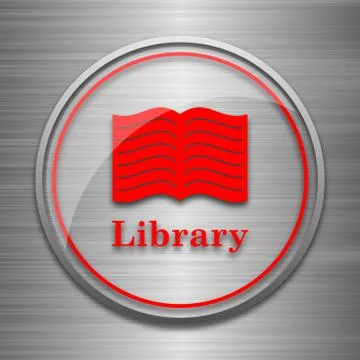 Library icon. Internet button on metallic background.. Stock Illustration